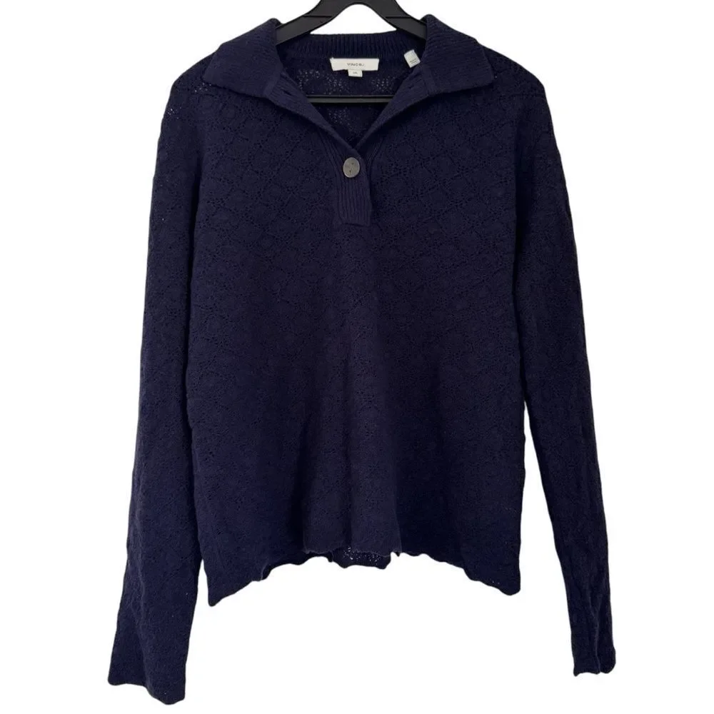 Vince Women's Lace Stitch Polo Sweater Size Large
